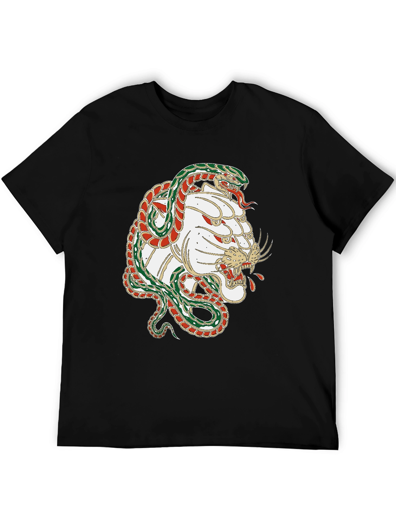 Black Snake & White Tiger Graphic T-Shirt