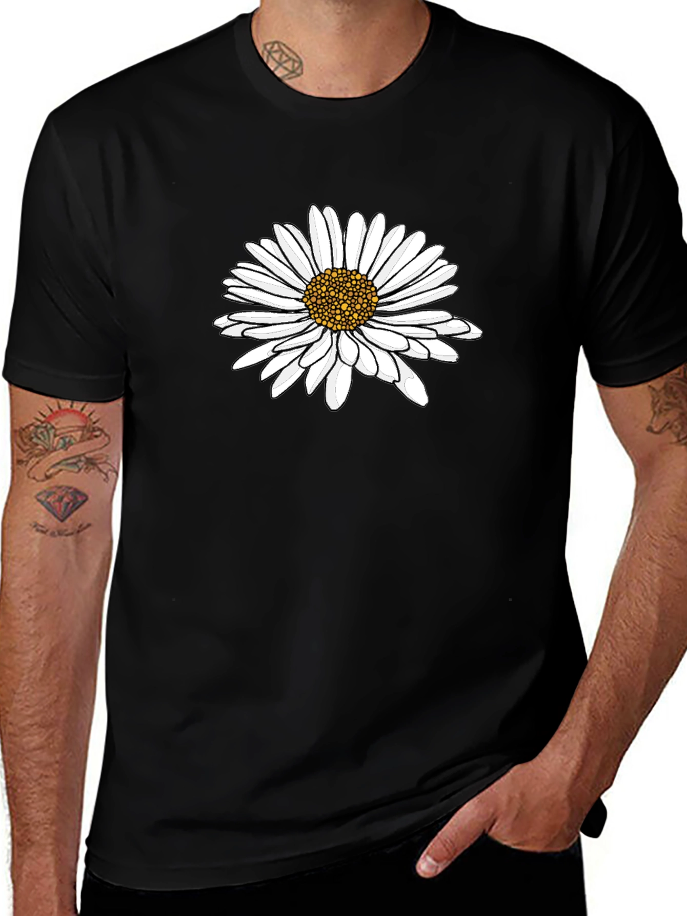 Daisy Graphic Tee - Black Cotton Comfort