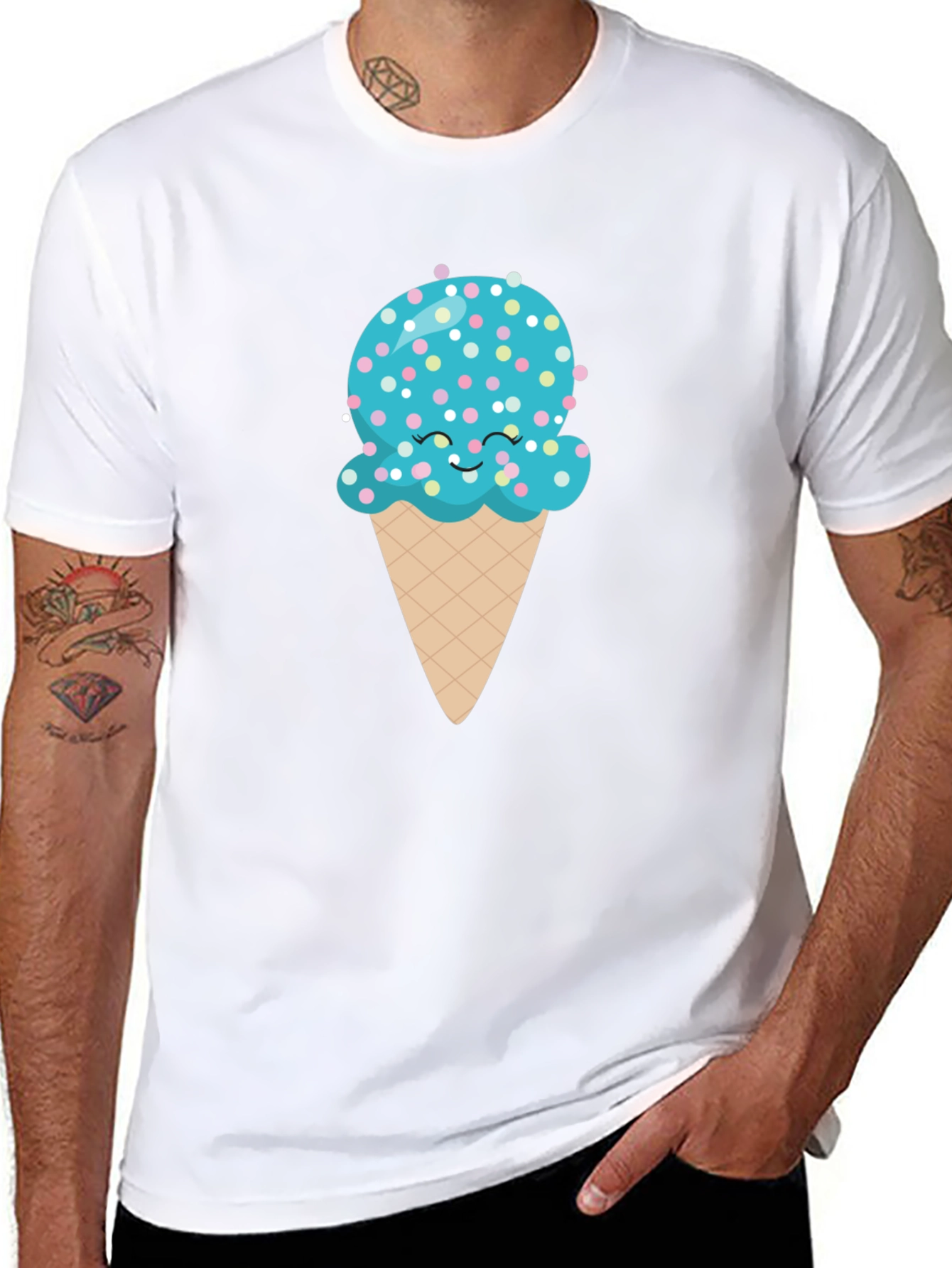 Cute Ice Cream Cone Graphic Tee - Black T-Shirt