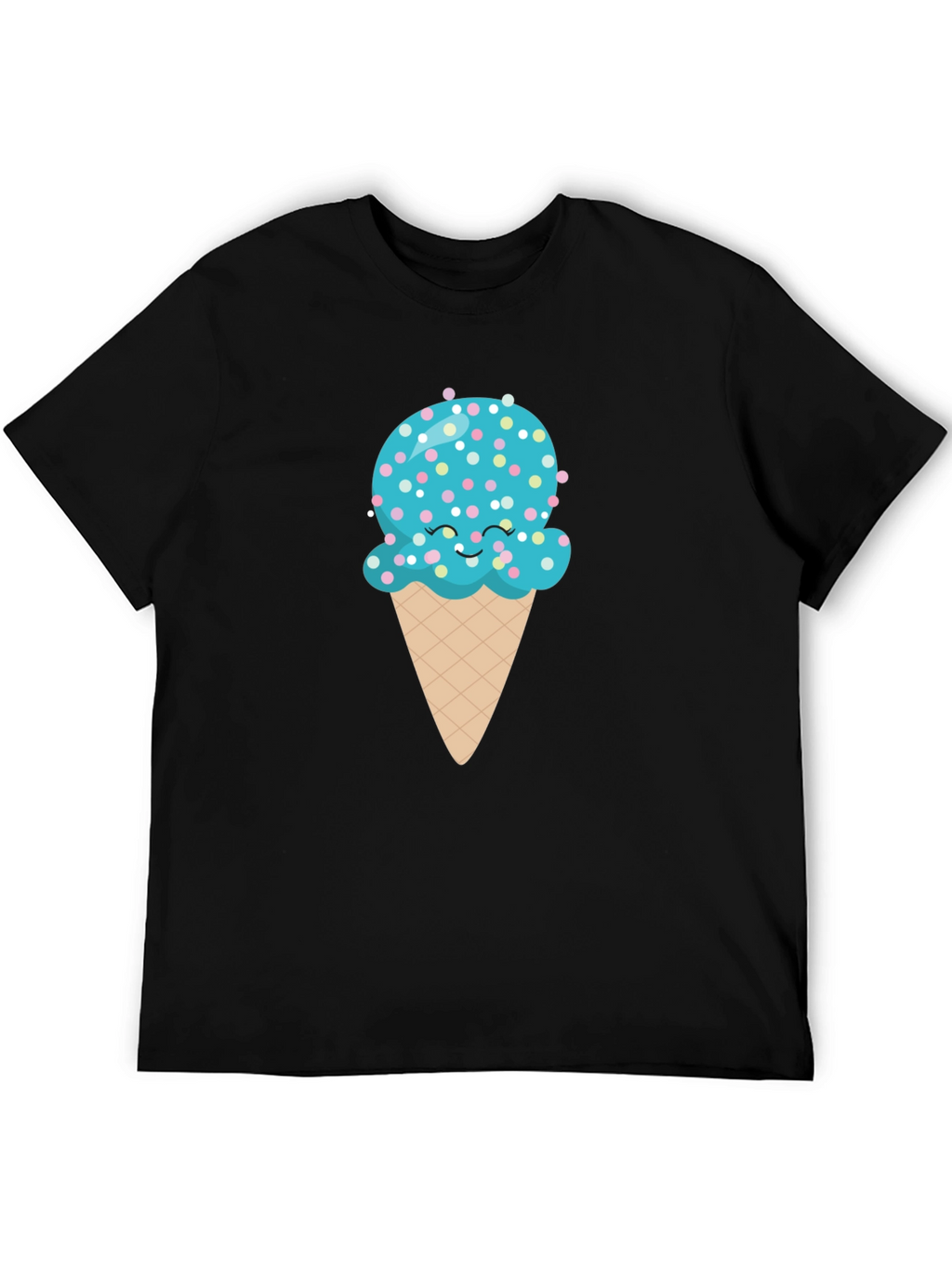 Cute Ice Cream Cone Graphic Tee - Black T-Shirt