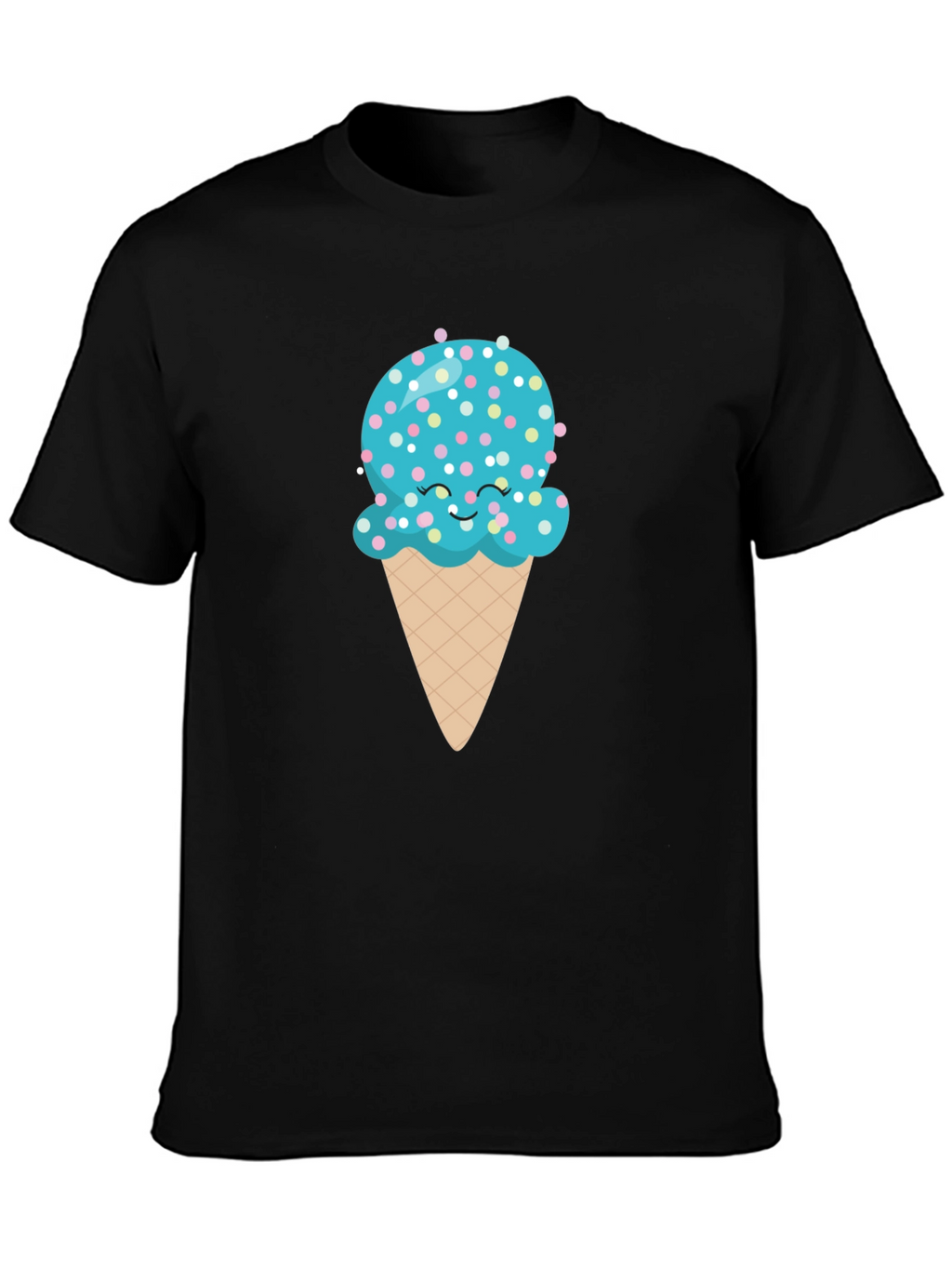 Cute Ice Cream Cone Graphic Tee - Black T-Shirt