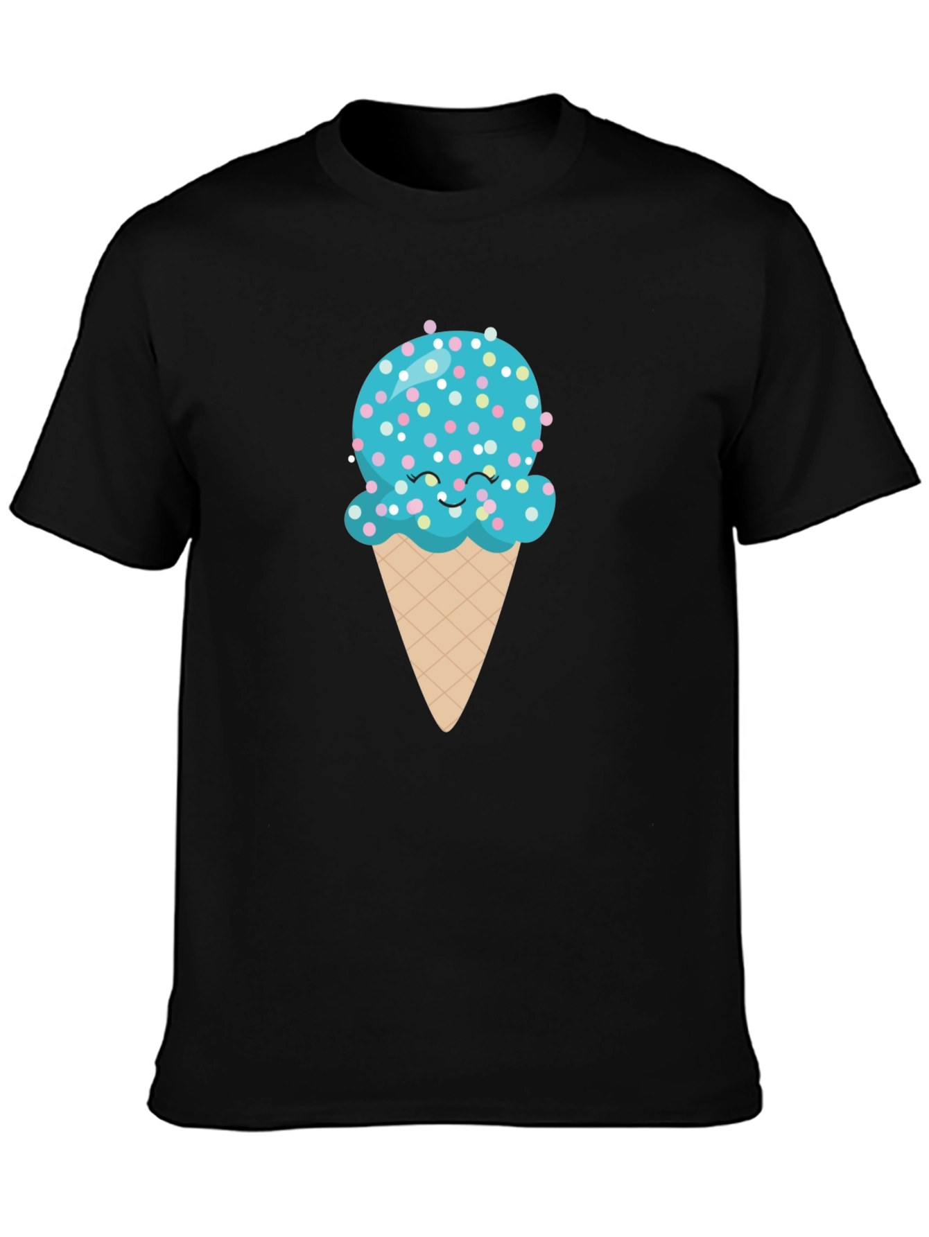 Cute Ice Cream Cone Graphic Tee - Black T-Shirt
