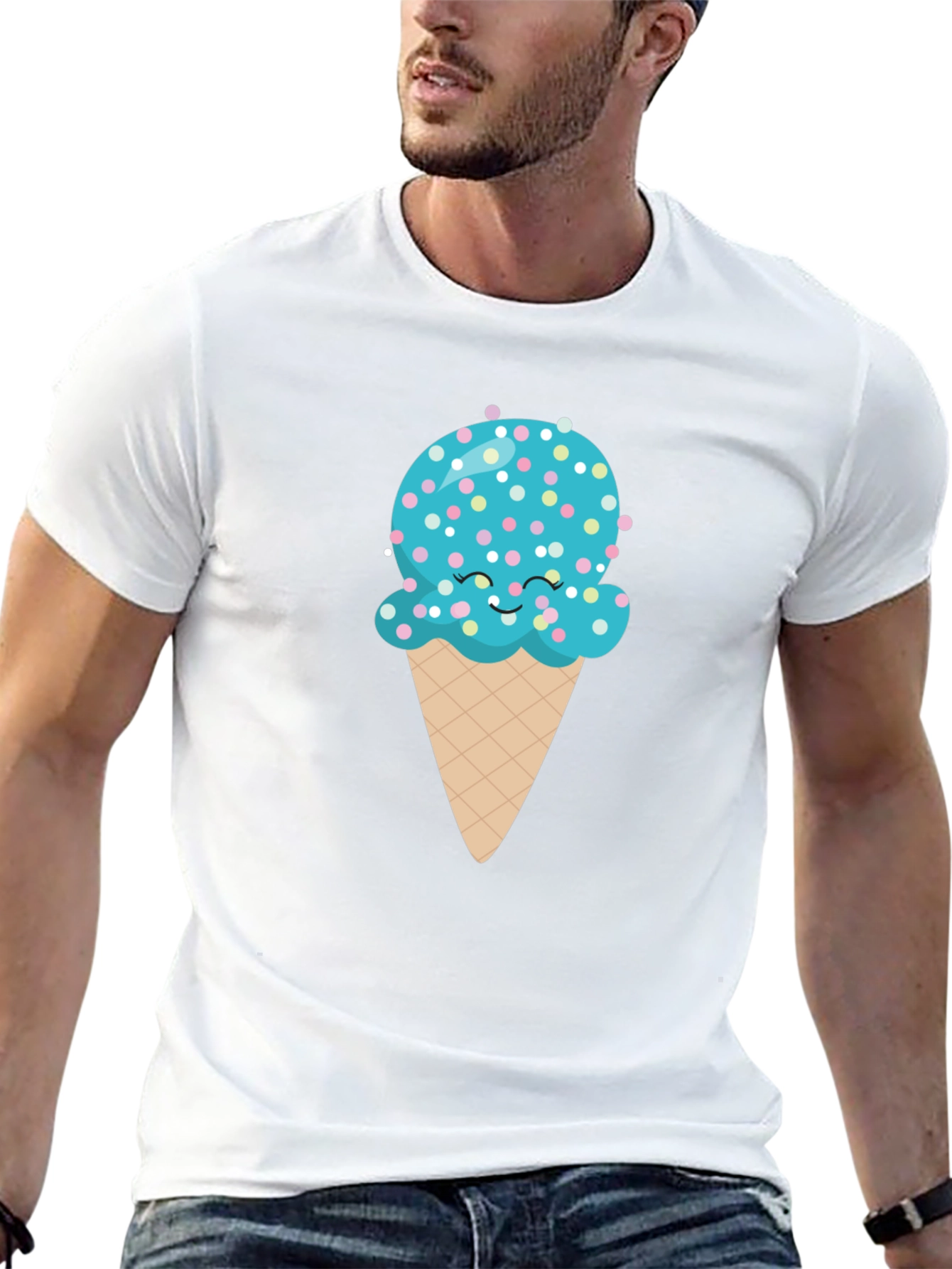 Cute Ice Cream Cone Graphic Tee - Black T-Shirt