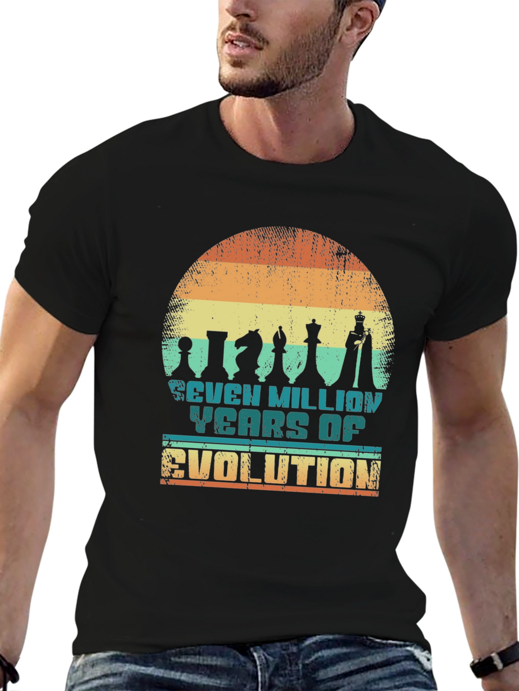 Chess Evolution T-Shirt: Seven Million Years Design