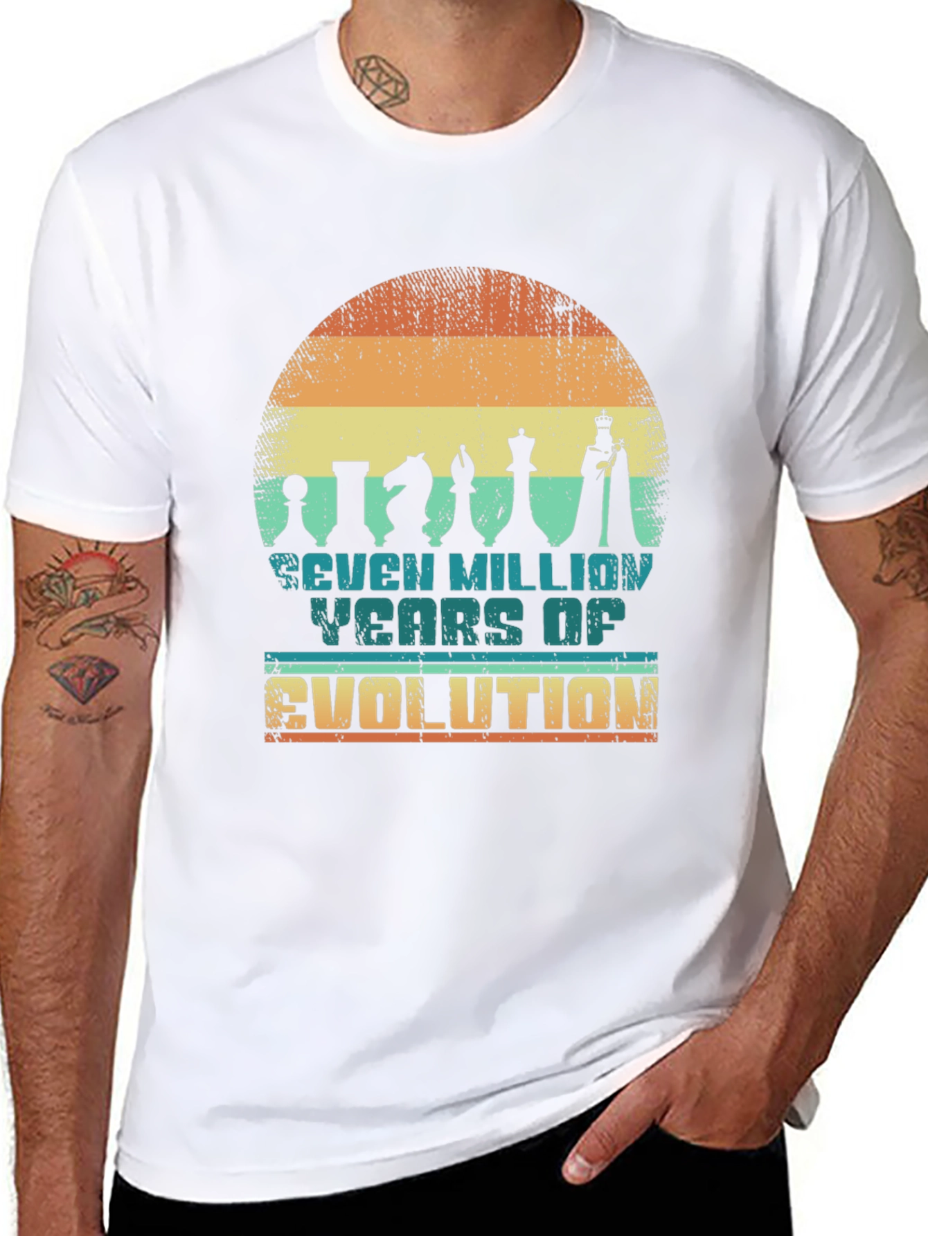Chess Evolution T-Shirt: Seven Million Years Design