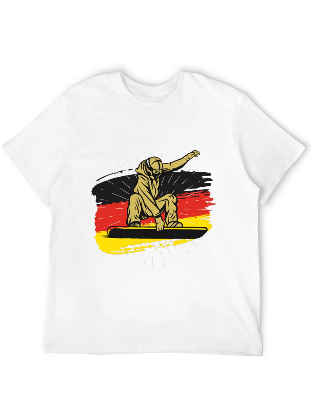 Snowboarder Germany Flag Black Graphic Tee