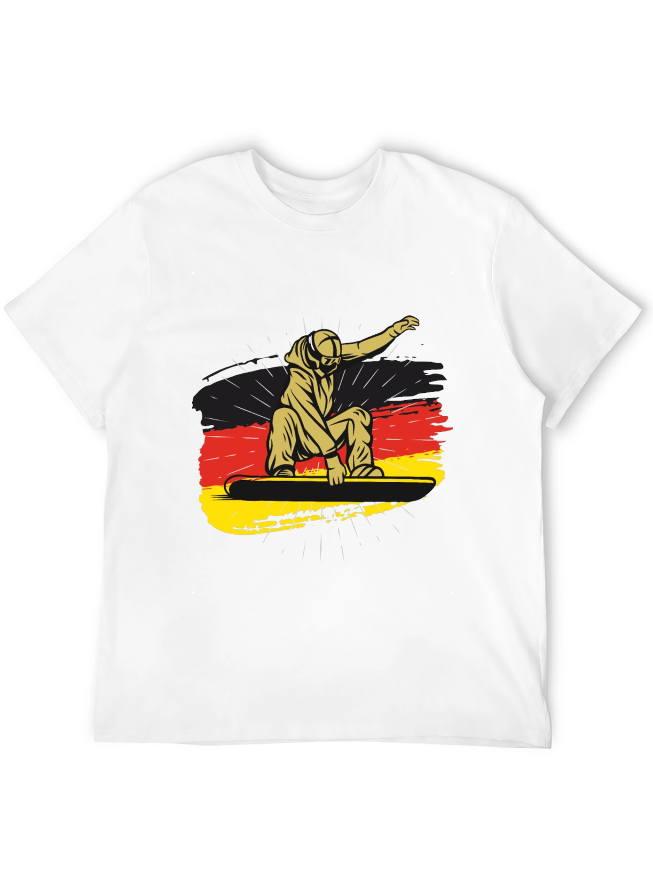 Snowboarder Germany Flag Black Graphic Tee