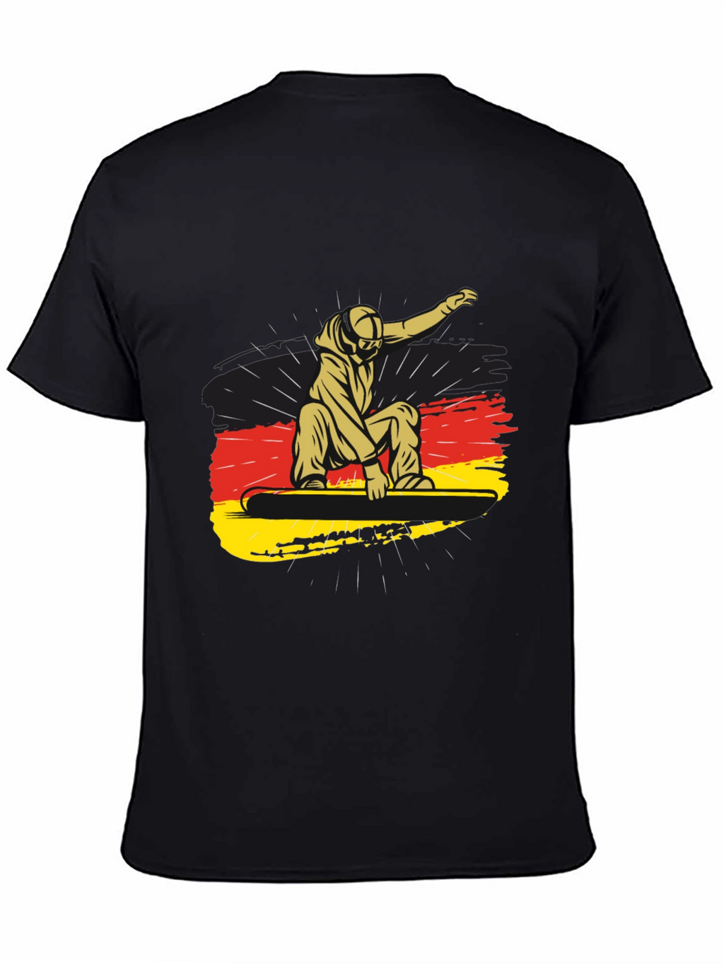 Snowboarder Germany Flag Black Graphic Tee