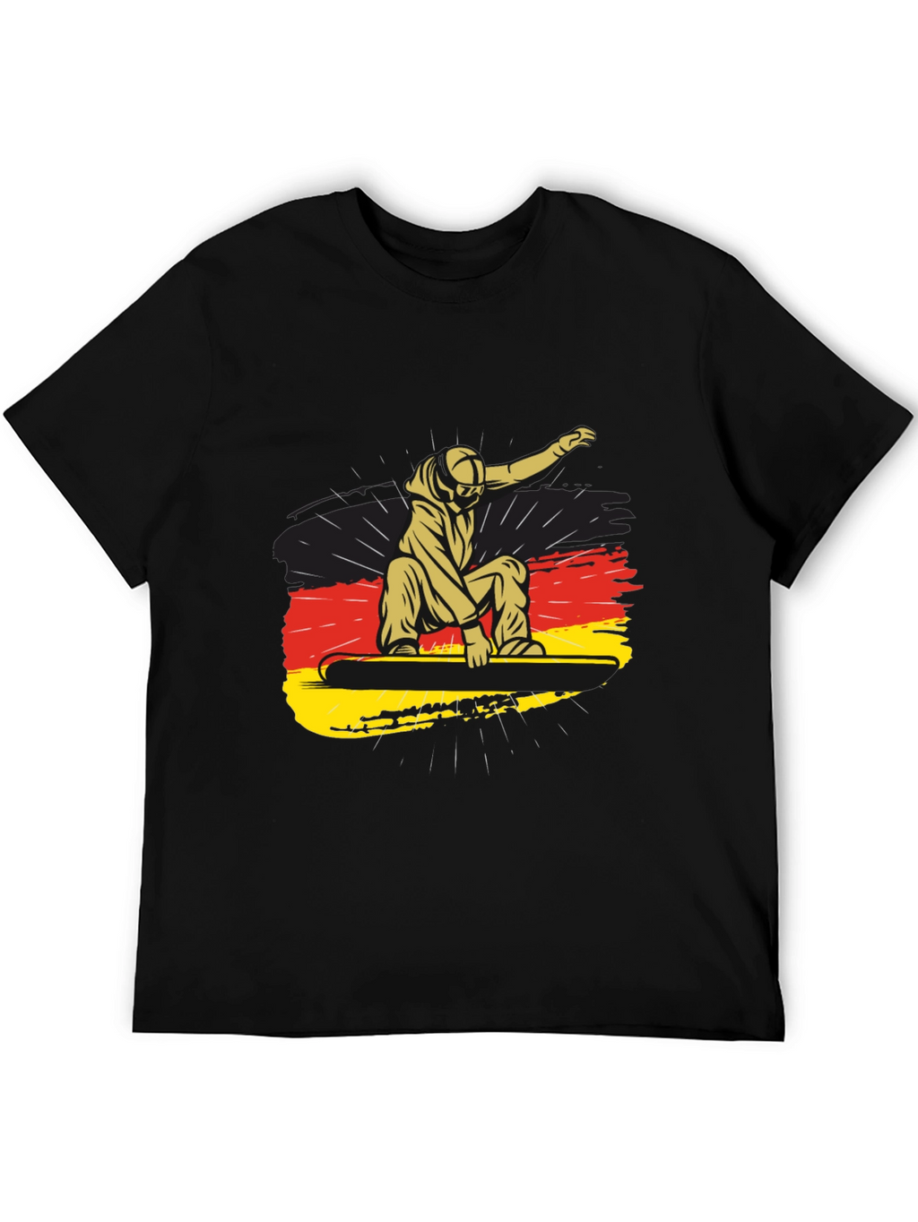 Snowboarder Germany Flag Black Graphic Tee