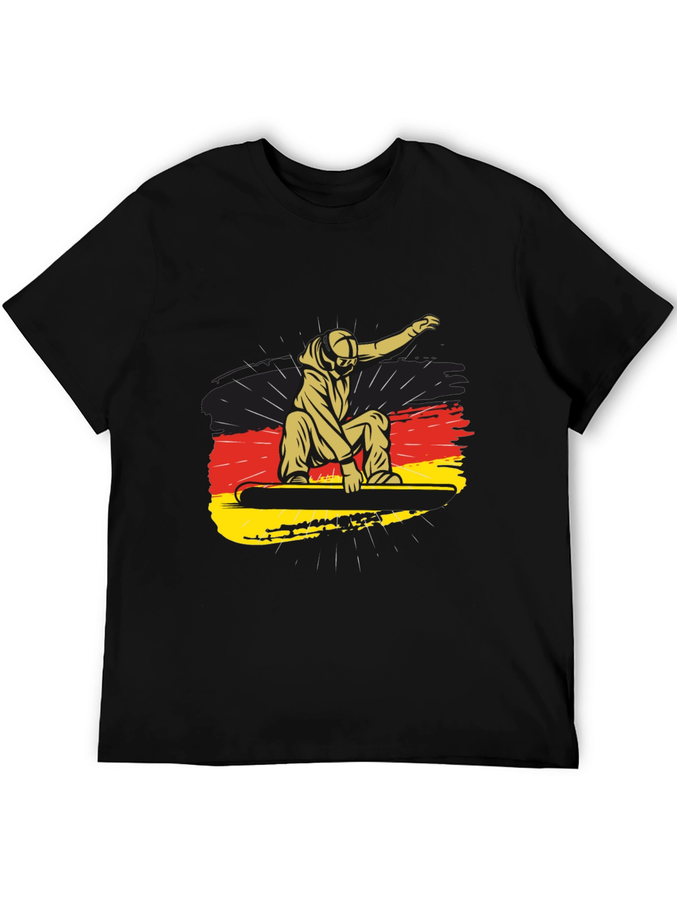 Snowboarder Germany Flag Black Graphic Tee