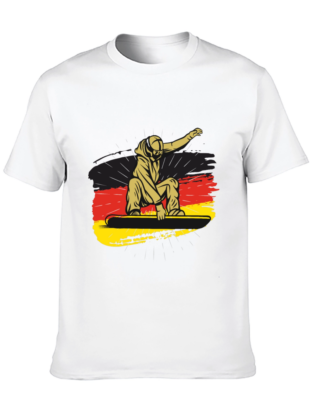 Snowboarder Germany Flag Black Graphic Tee