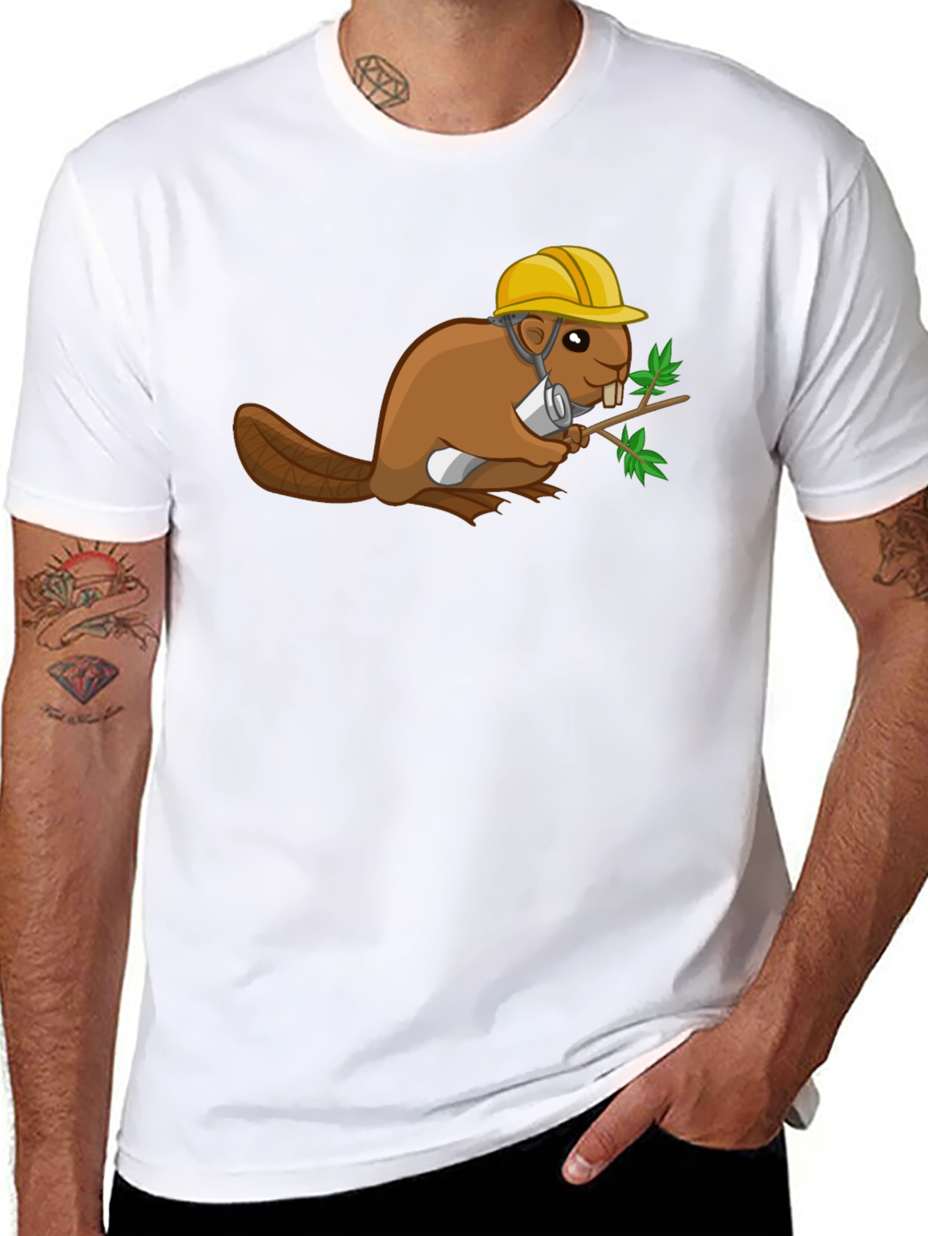 Construction Beaver Graphic T-Shirt