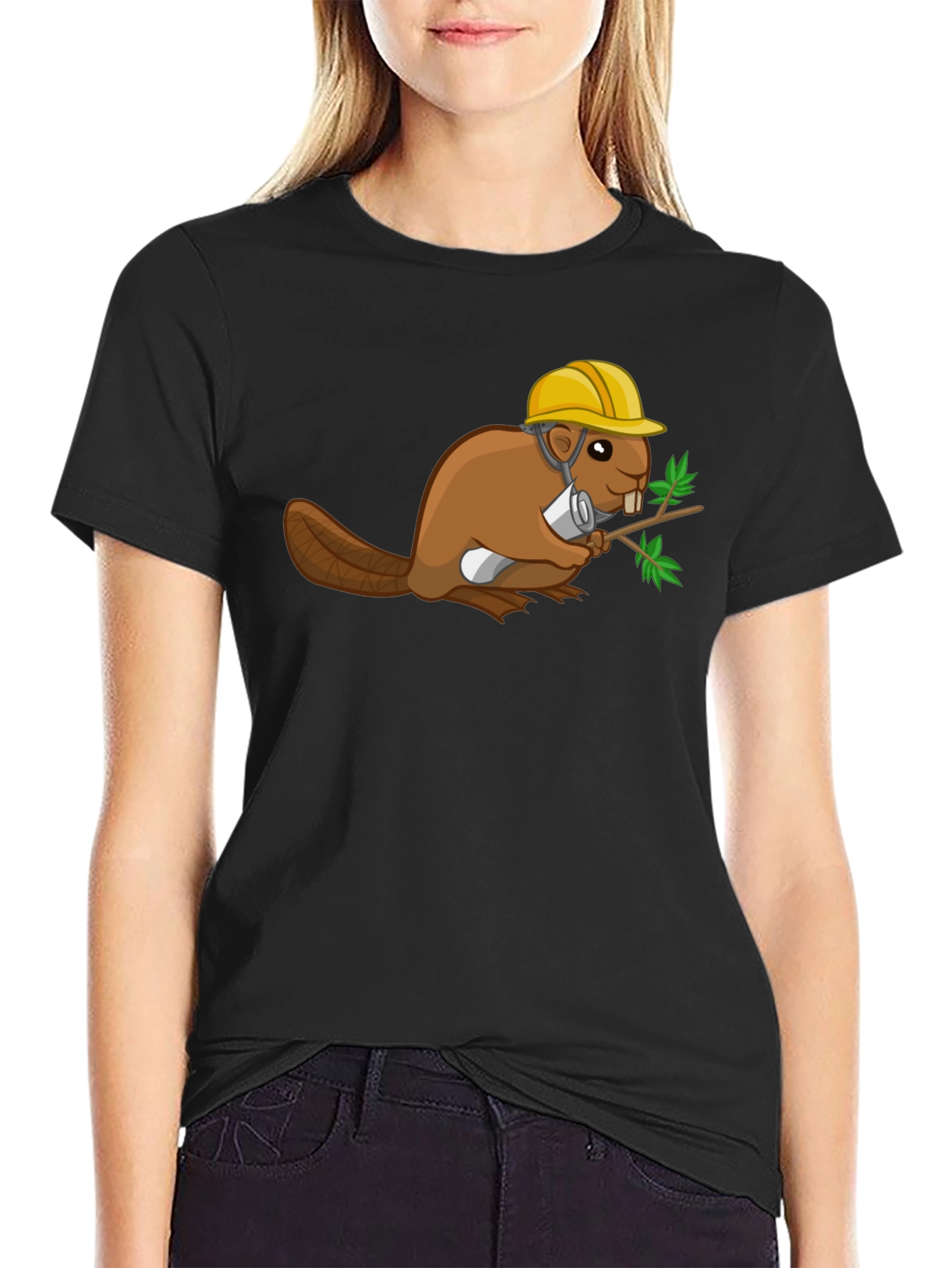 Construction Beaver Graphic T-Shirt