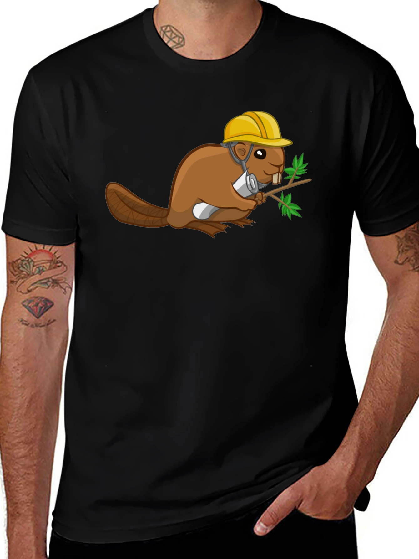Construction Beaver Graphic T-Shirt
