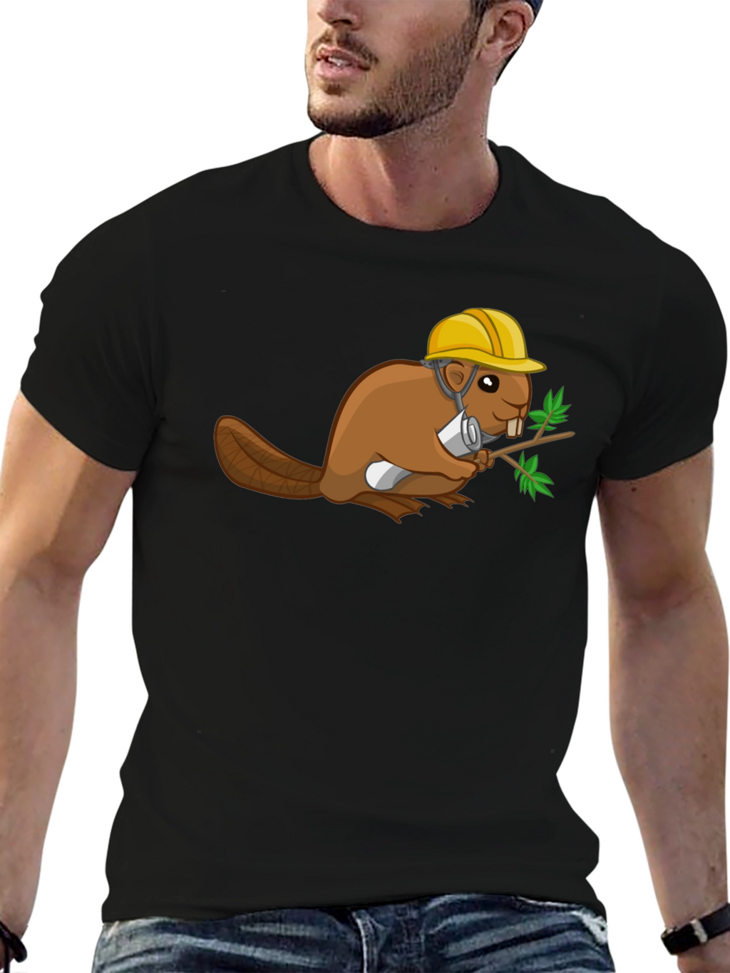 Construction Beaver Graphic T-Shirt