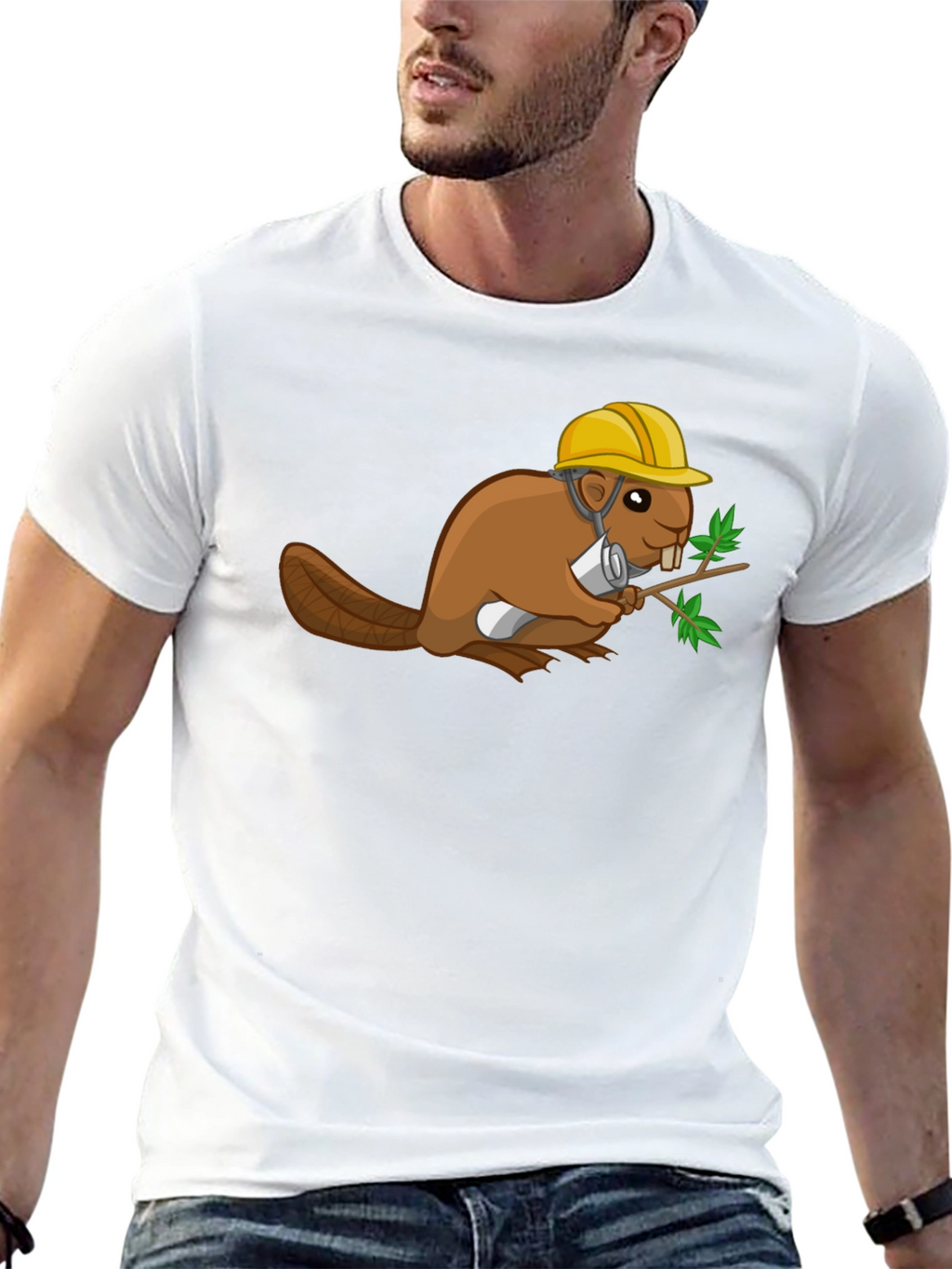 Construction Beaver Graphic T-Shirt