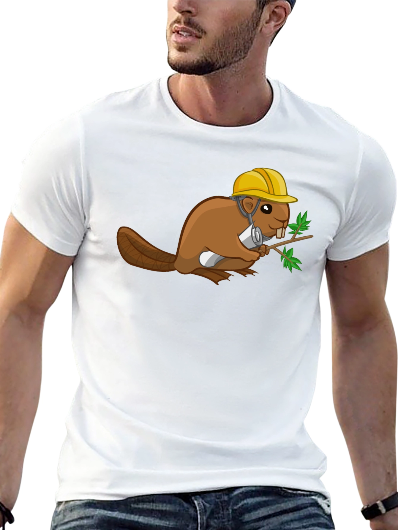 Construction Beaver Graphic T-Shirt