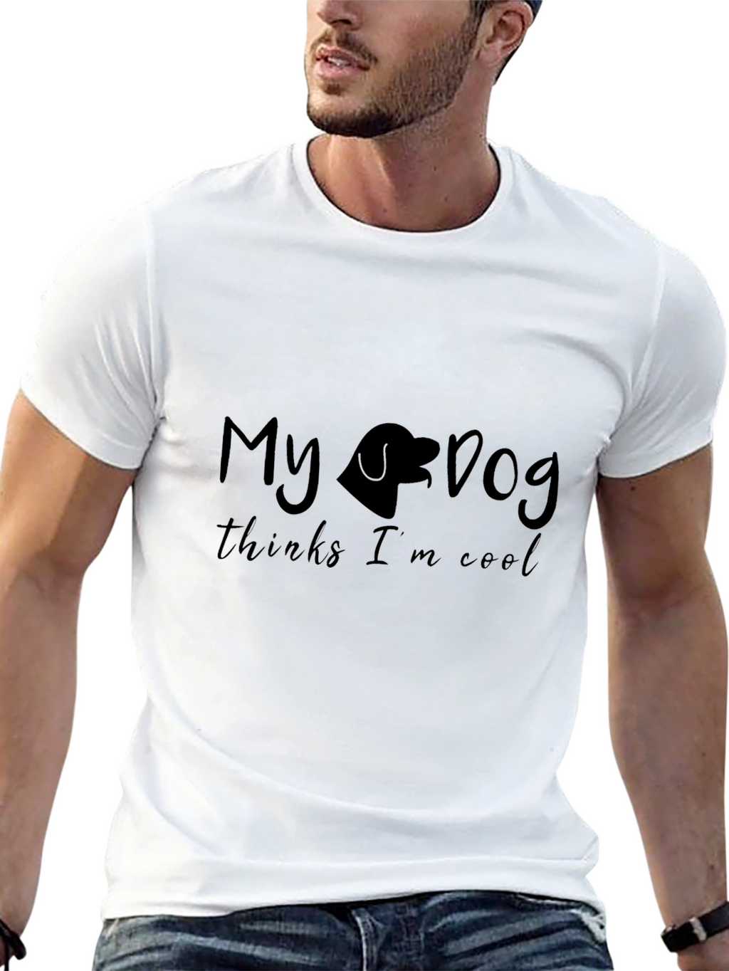 My Dog Thinks Im Cool Black Graphic Tee