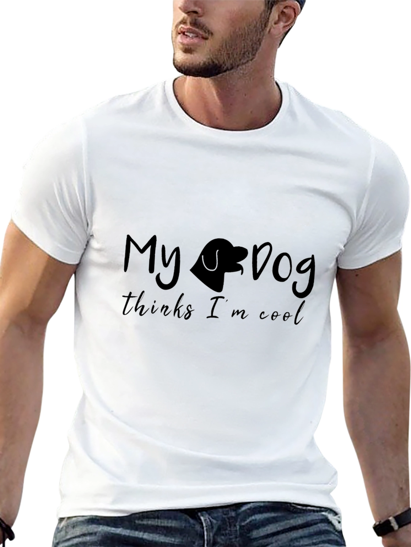 My Dog Thinks Im Cool Black Graphic Tee