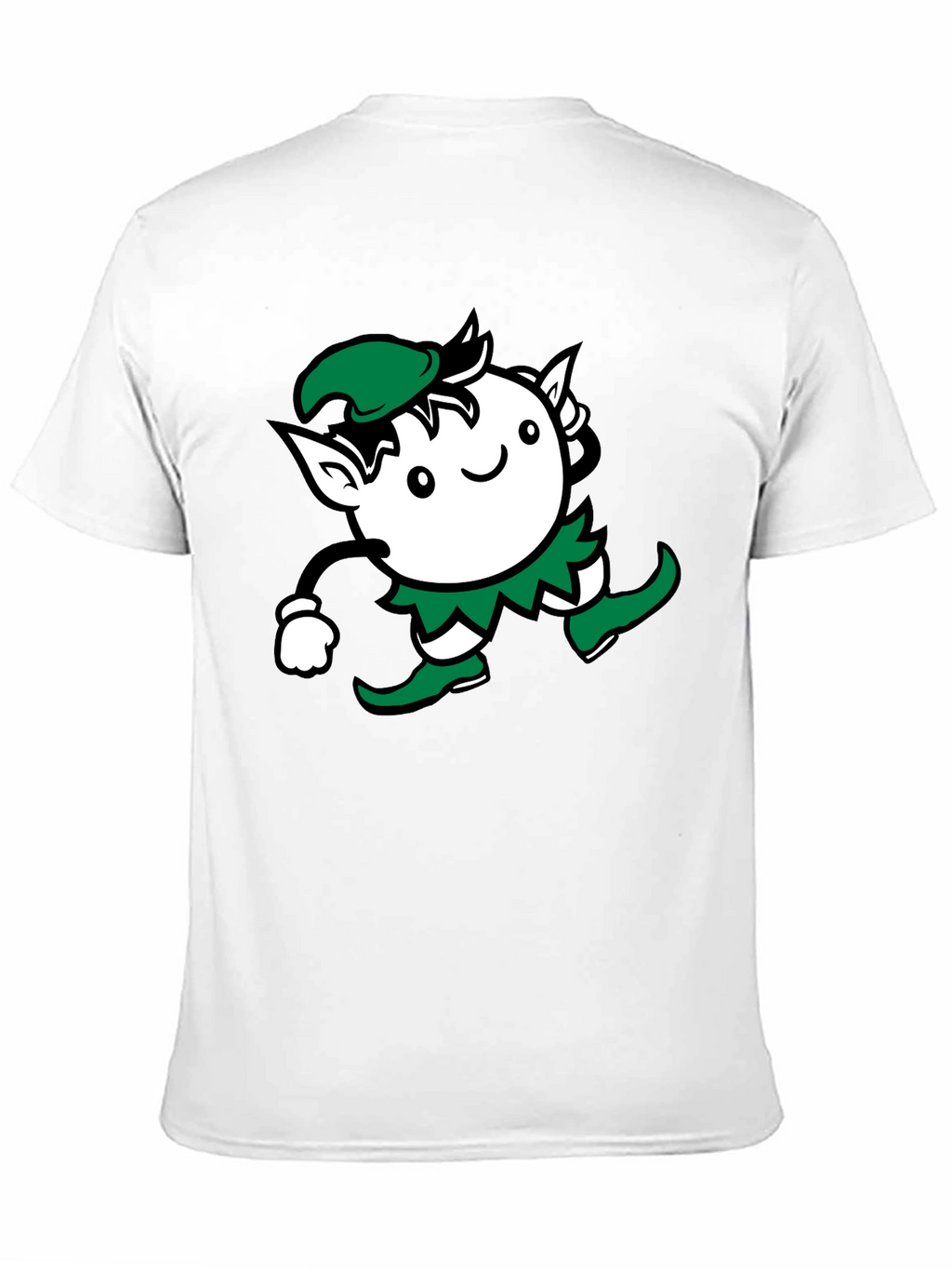 Whimsical Elf Graphic Tee - Black Cotton Blend