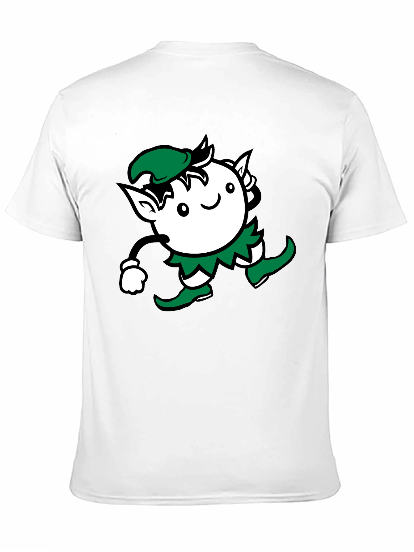 Whimsical Elf Graphic Tee - Black Cotton Blend