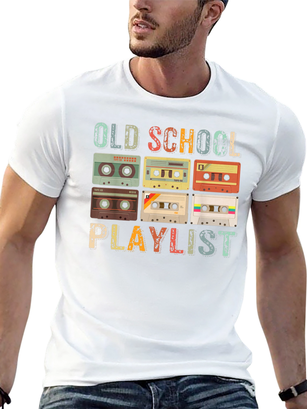 Old School Playlist Cassette Tape Graphic Tee
