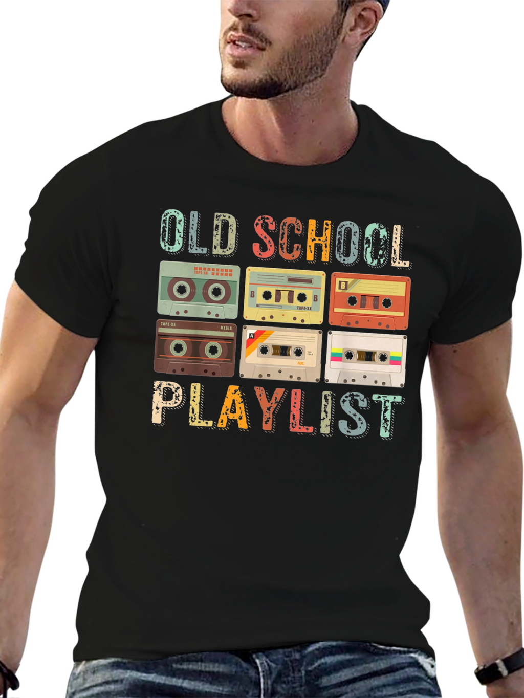 Old School Playlist Cassette Tape Graphic Tee