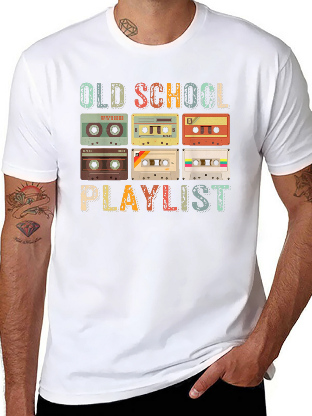 Old School Playlist Cassette Tape Graphic Tee