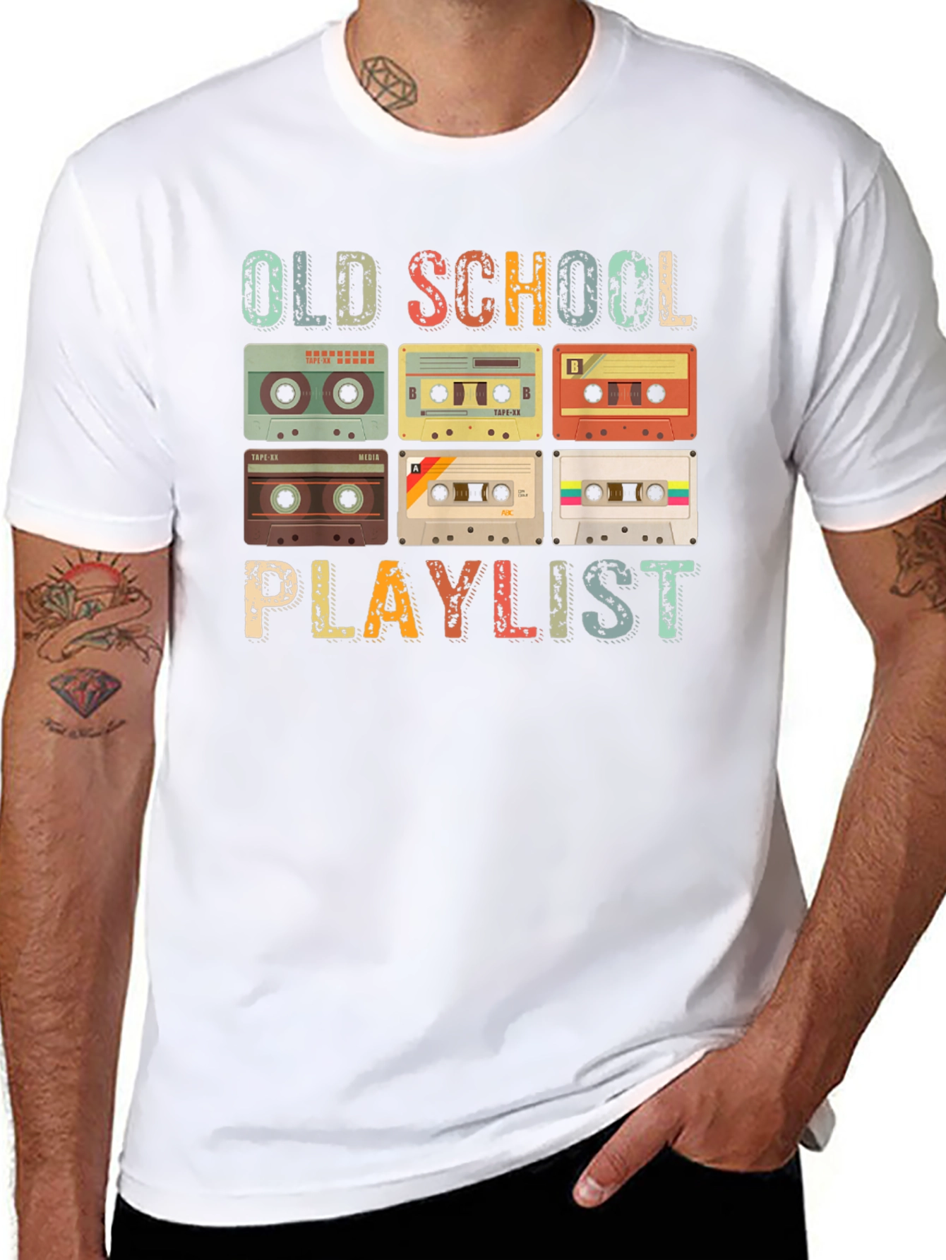 Old School Playlist Cassette Tape Graphic Tee