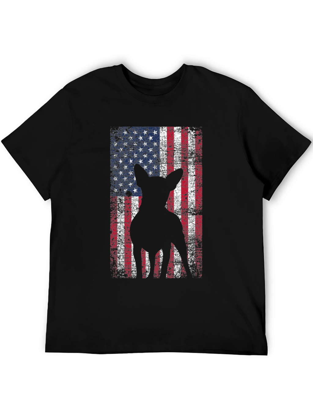 Patriotic Dog Graphic Tee - American Flag Design