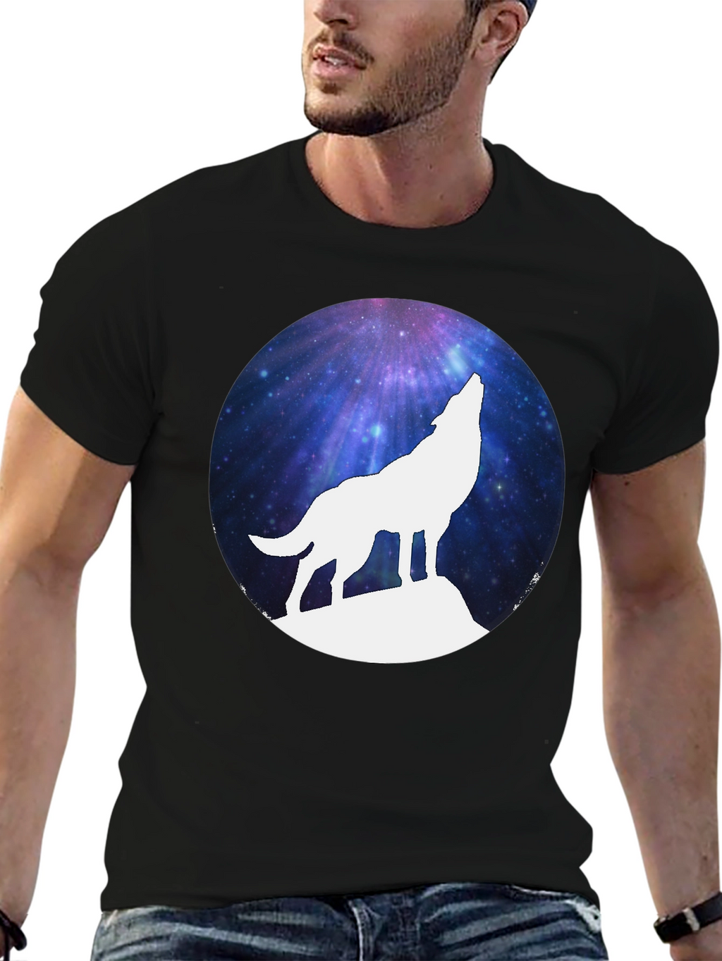 Galaxy Wolf Silhouette T-Shirt