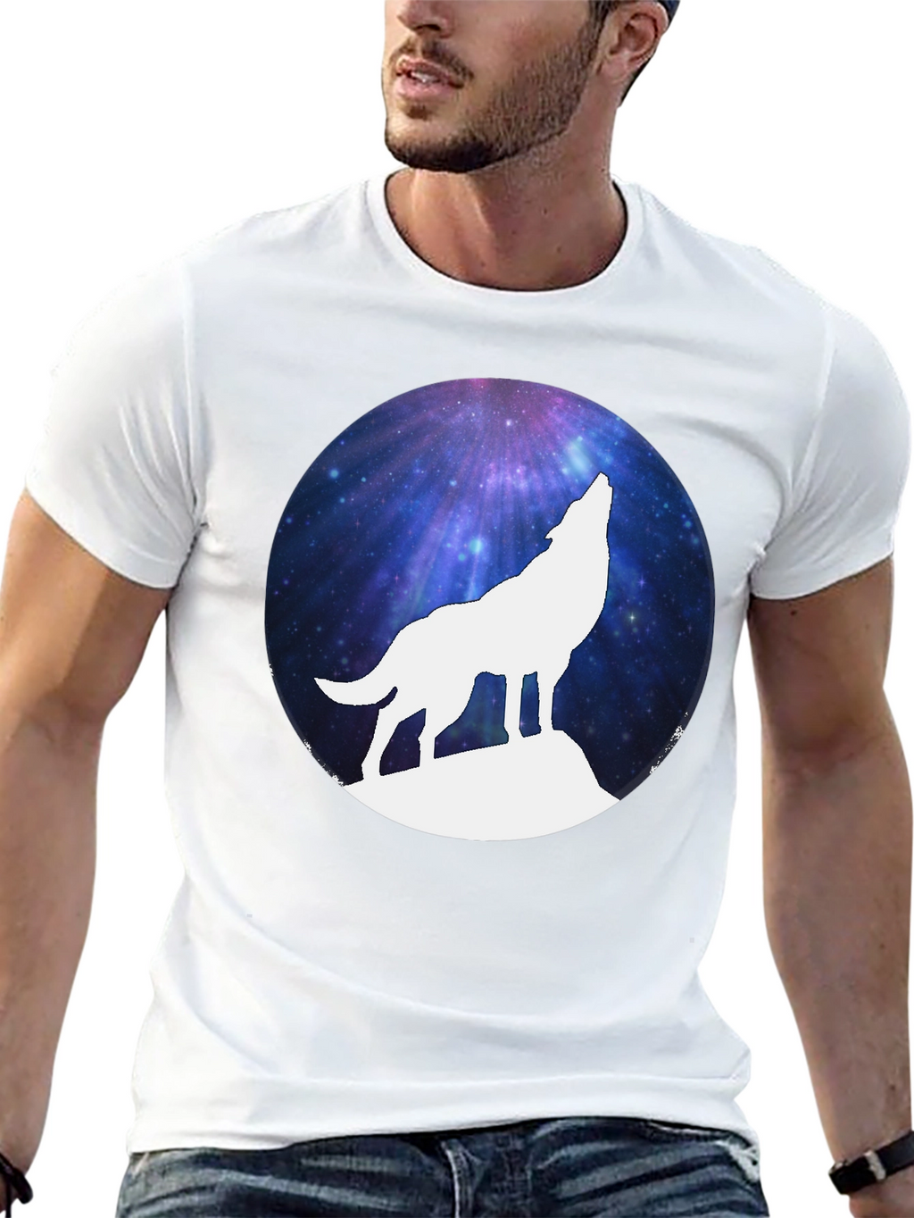 Galaxy Wolf Silhouette T-Shirt