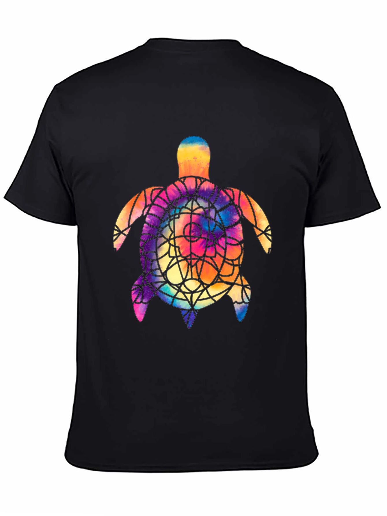Tie Dye Turtle Graphic Tee - Black