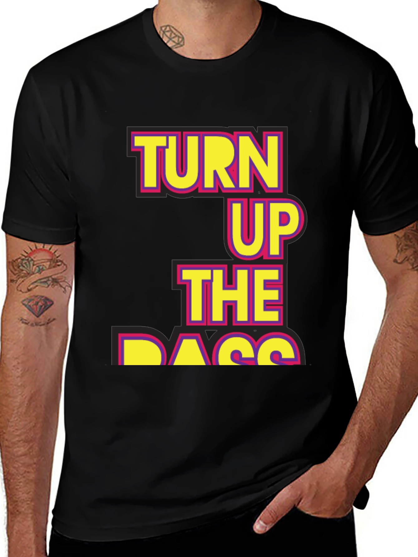Turn Up The Bass T-Shirt - Black Novelty Tee