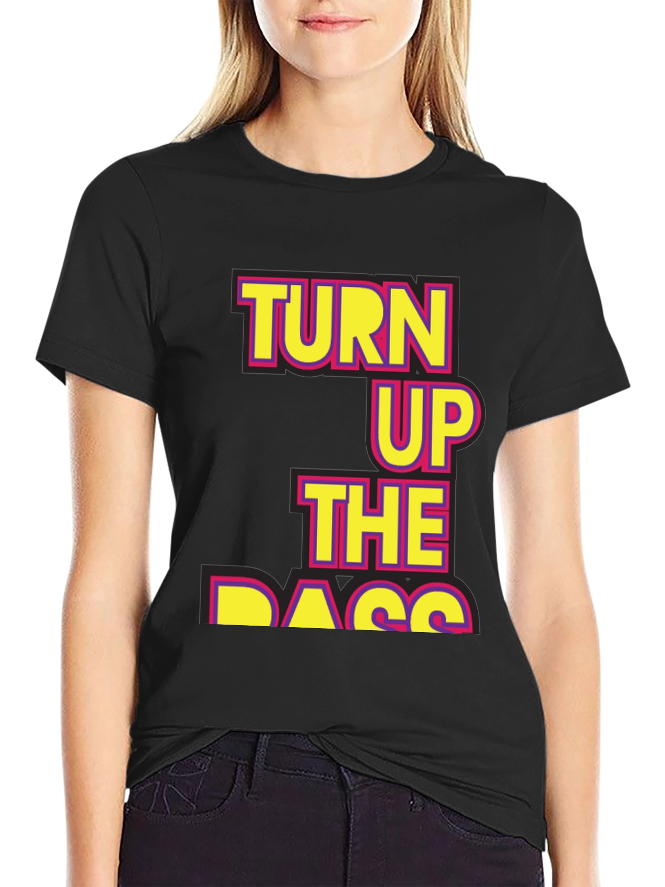 Turn Up The Bass T-Shirt - Black Novelty Tee