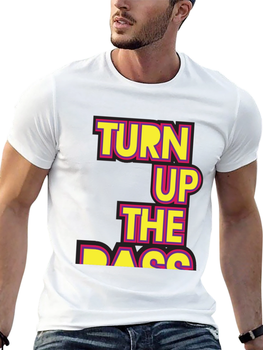 Turn Up The Bass T-Shirt - Black Novelty Tee