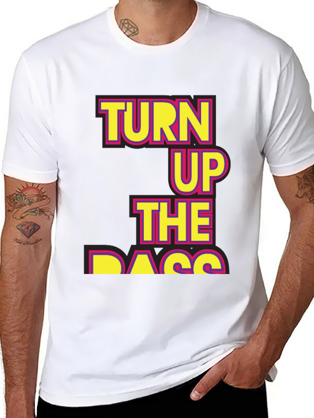 Turn Up The Bass T-Shirt - Black Novelty Tee