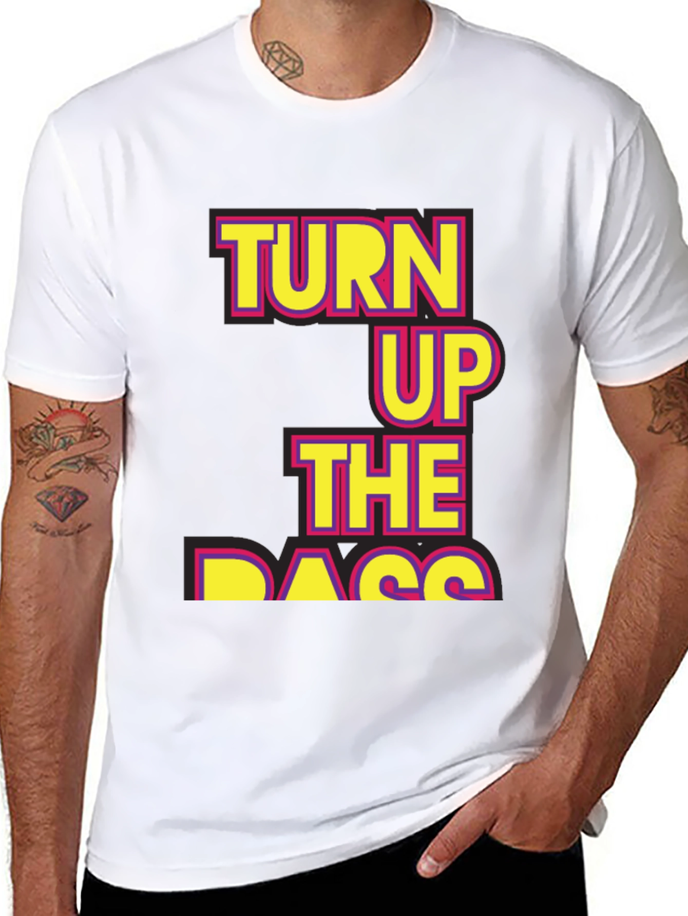 Turn Up The Bass T-Shirt - Black Novelty Tee