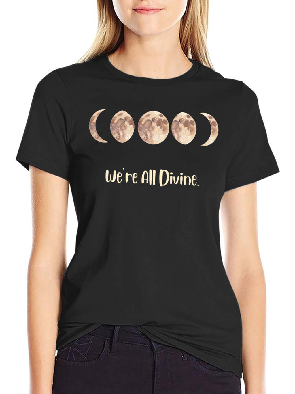 Divine Moon Phase Black T-Shirt