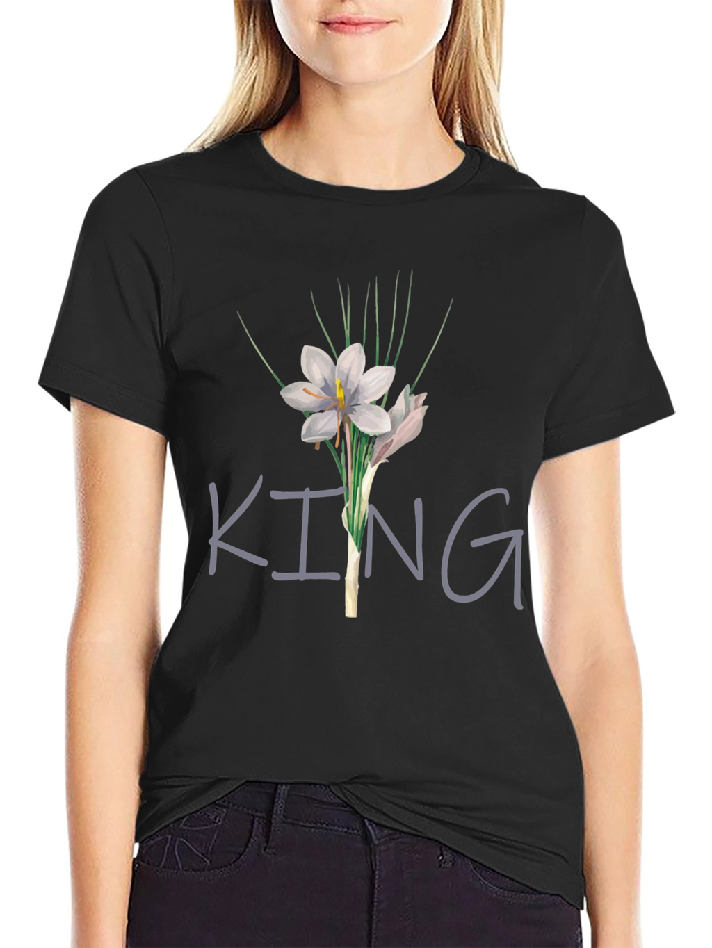 King Flower Graphic T-Shirt - Black