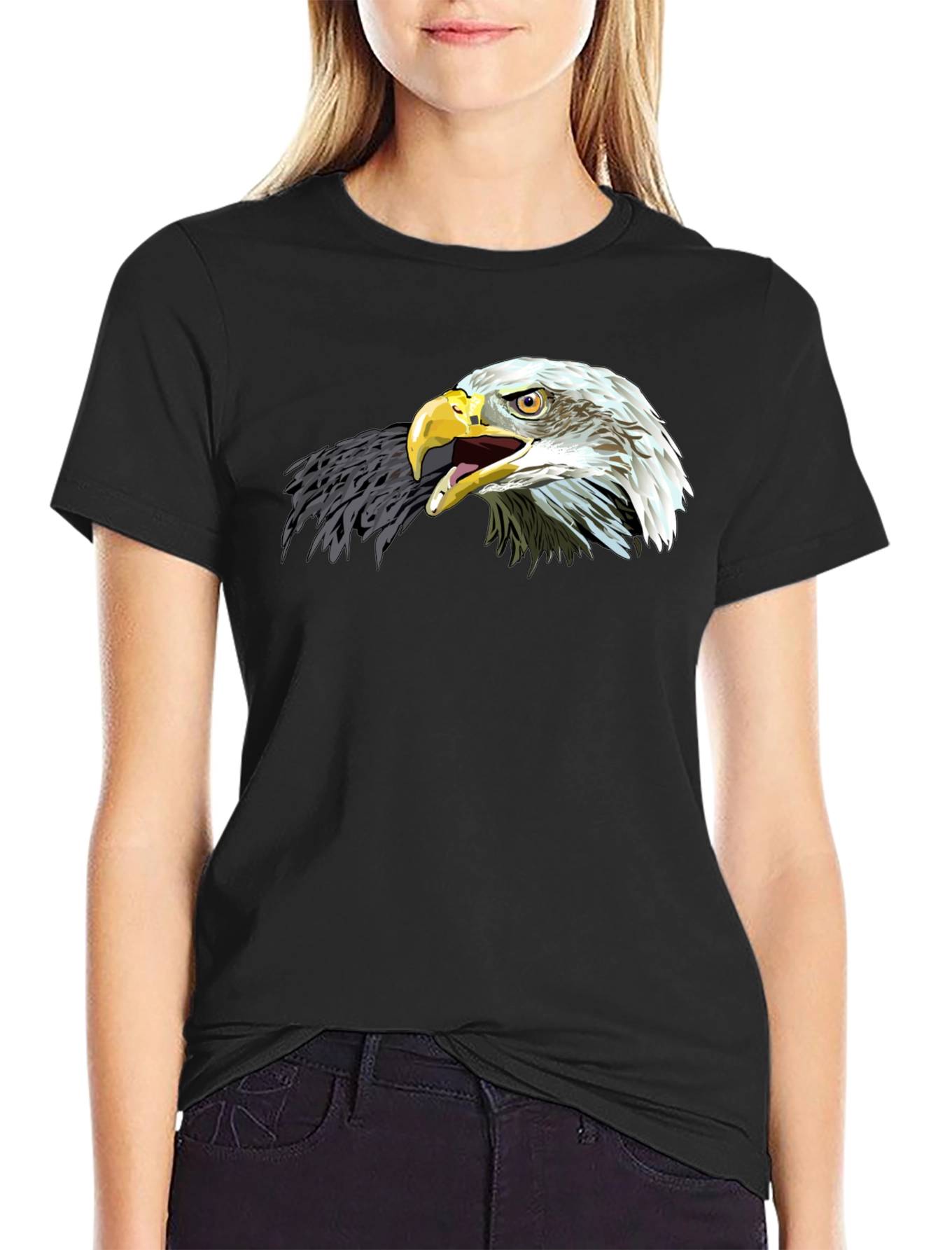 Bold Eagle Graphic Tee - Black Cotton Comfort