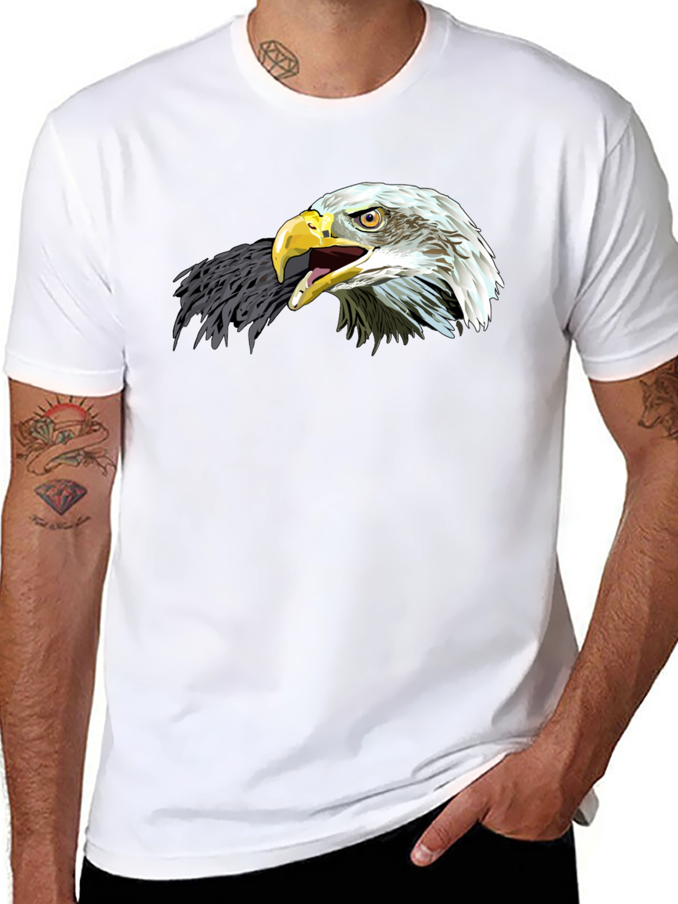 Bold Eagle Graphic Tee - Black Cotton Comfort
