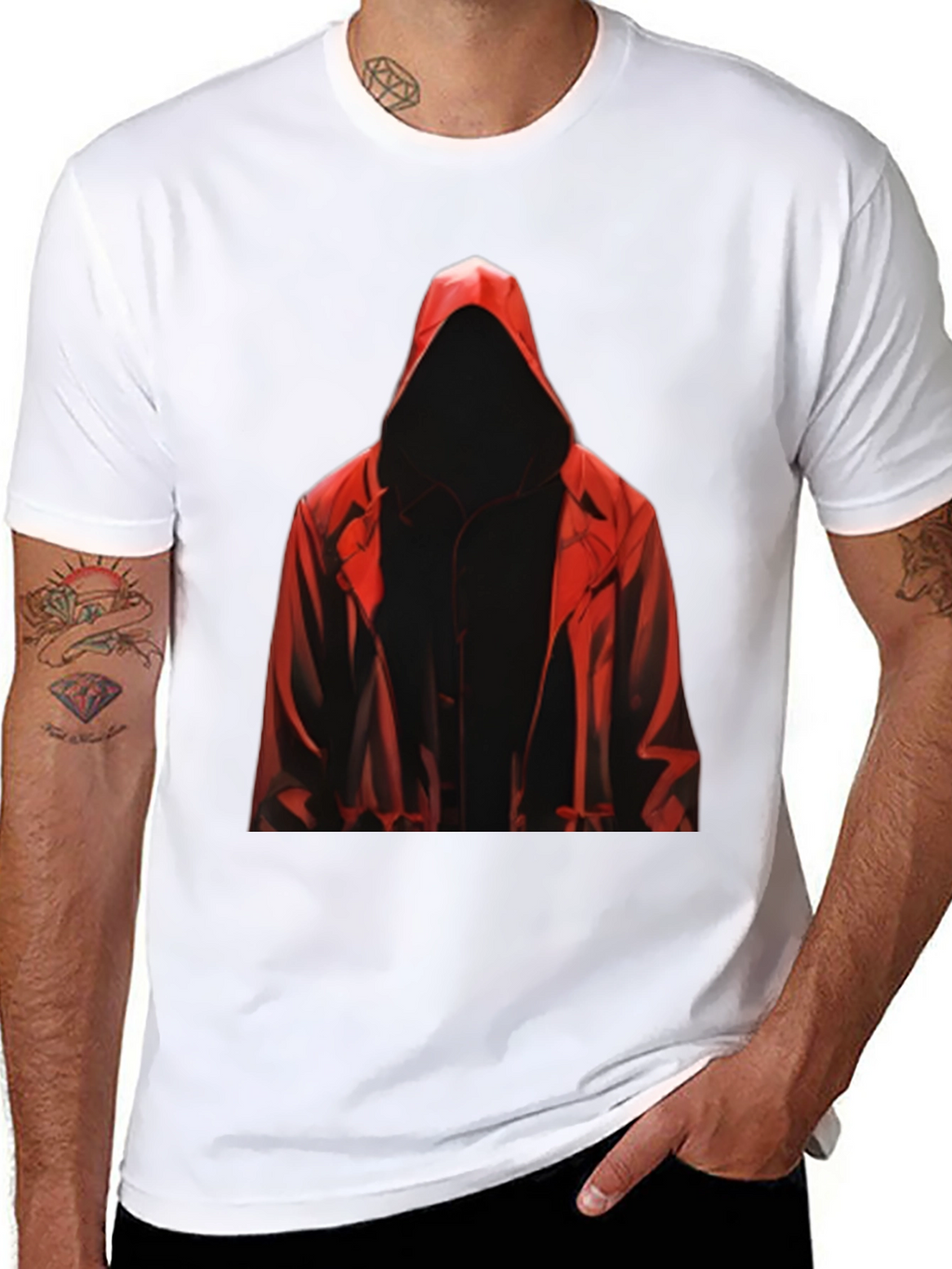 Hooded Figure Graphic Tee - Mysterious Style