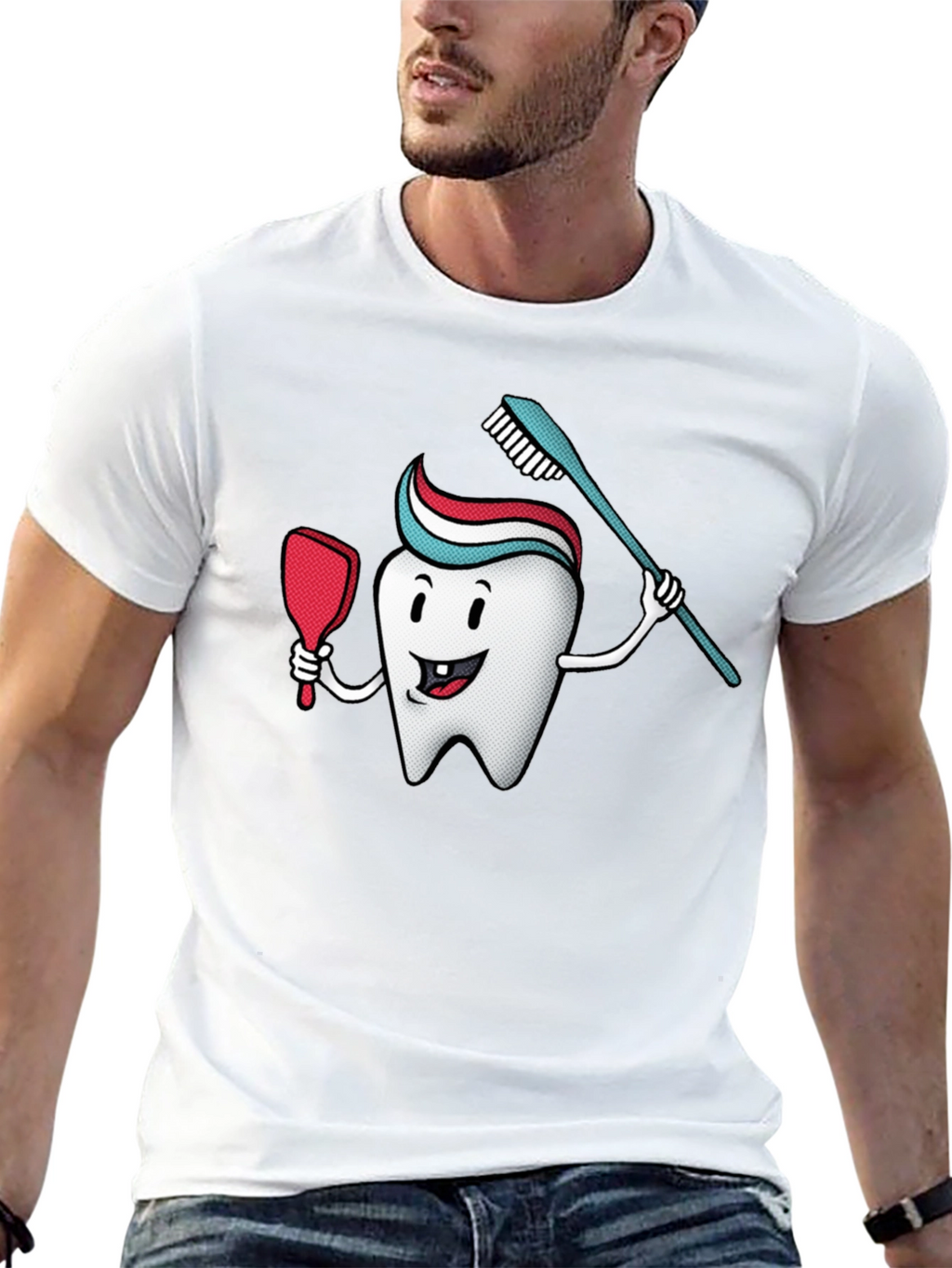 Cartoon Tooth T-Shirt - Dental Hygiene Tee
