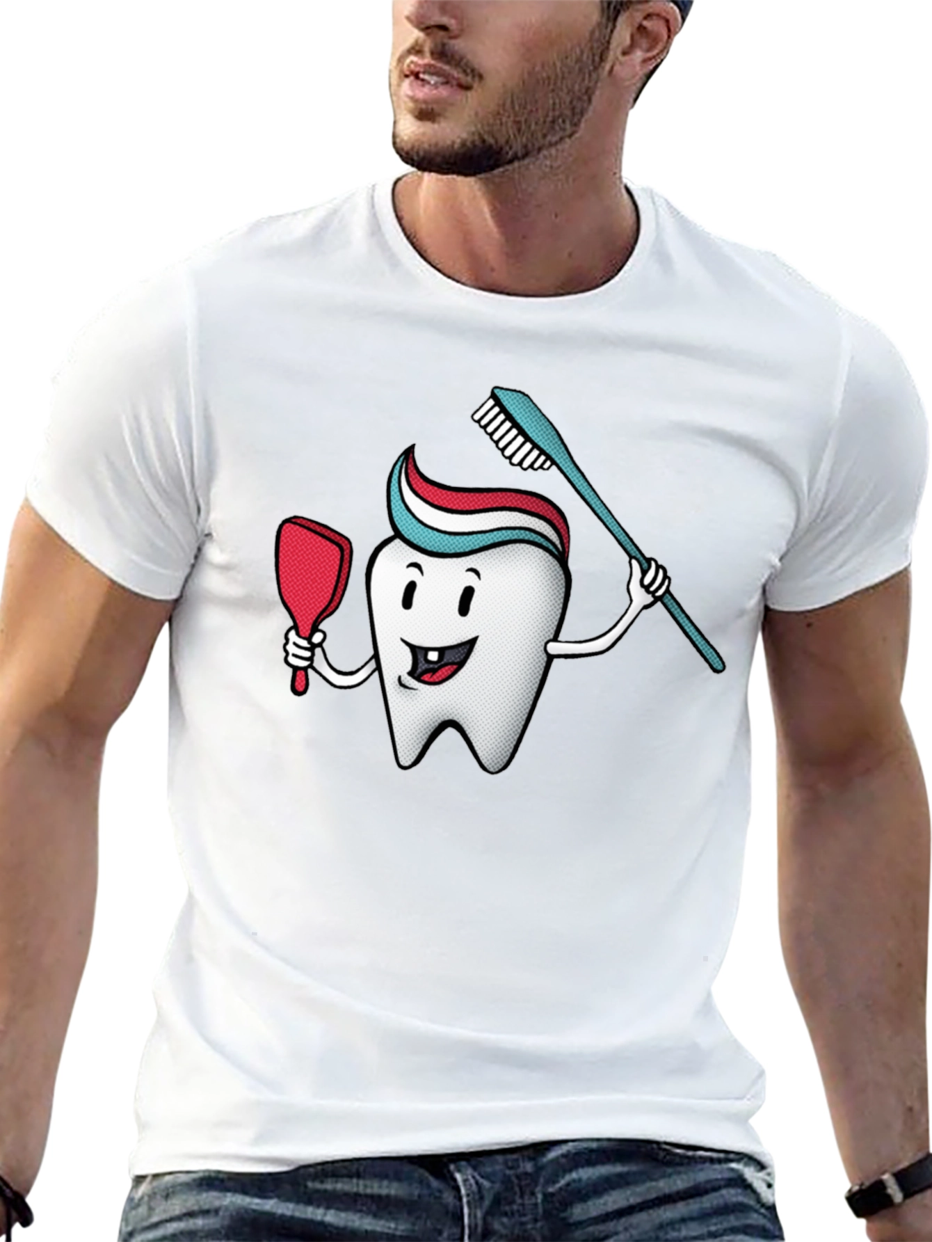 Cartoon Tooth T-Shirt - Dental Hygiene Tee