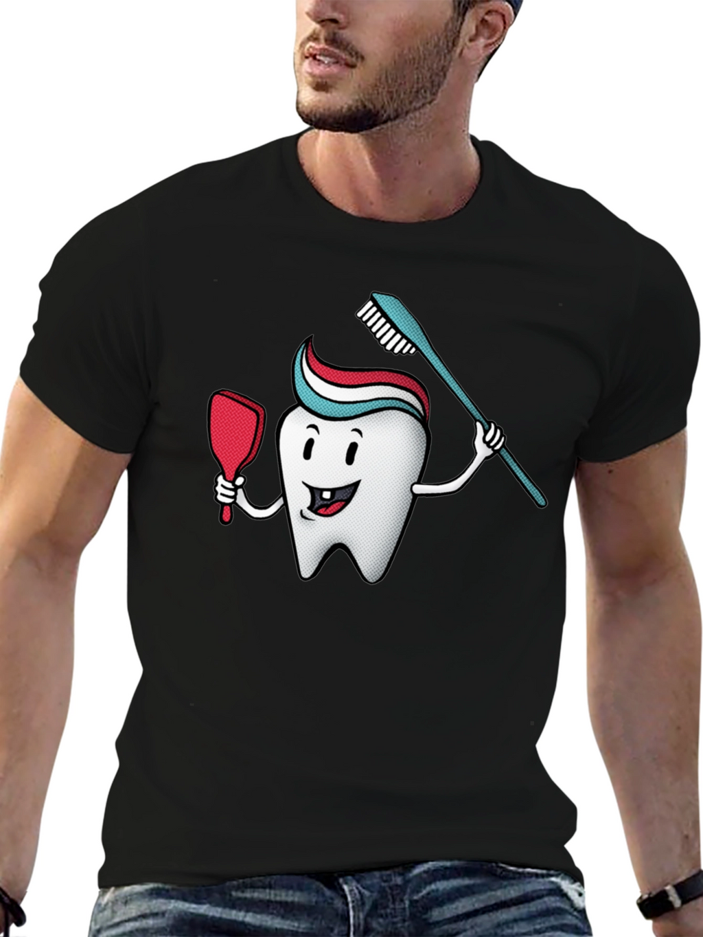 Cartoon Tooth T-Shirt - Dental Hygiene Tee