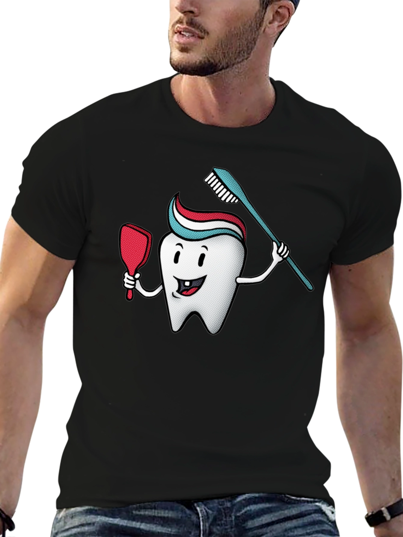 Cartoon Tooth T-Shirt - Dental Hygiene Tee