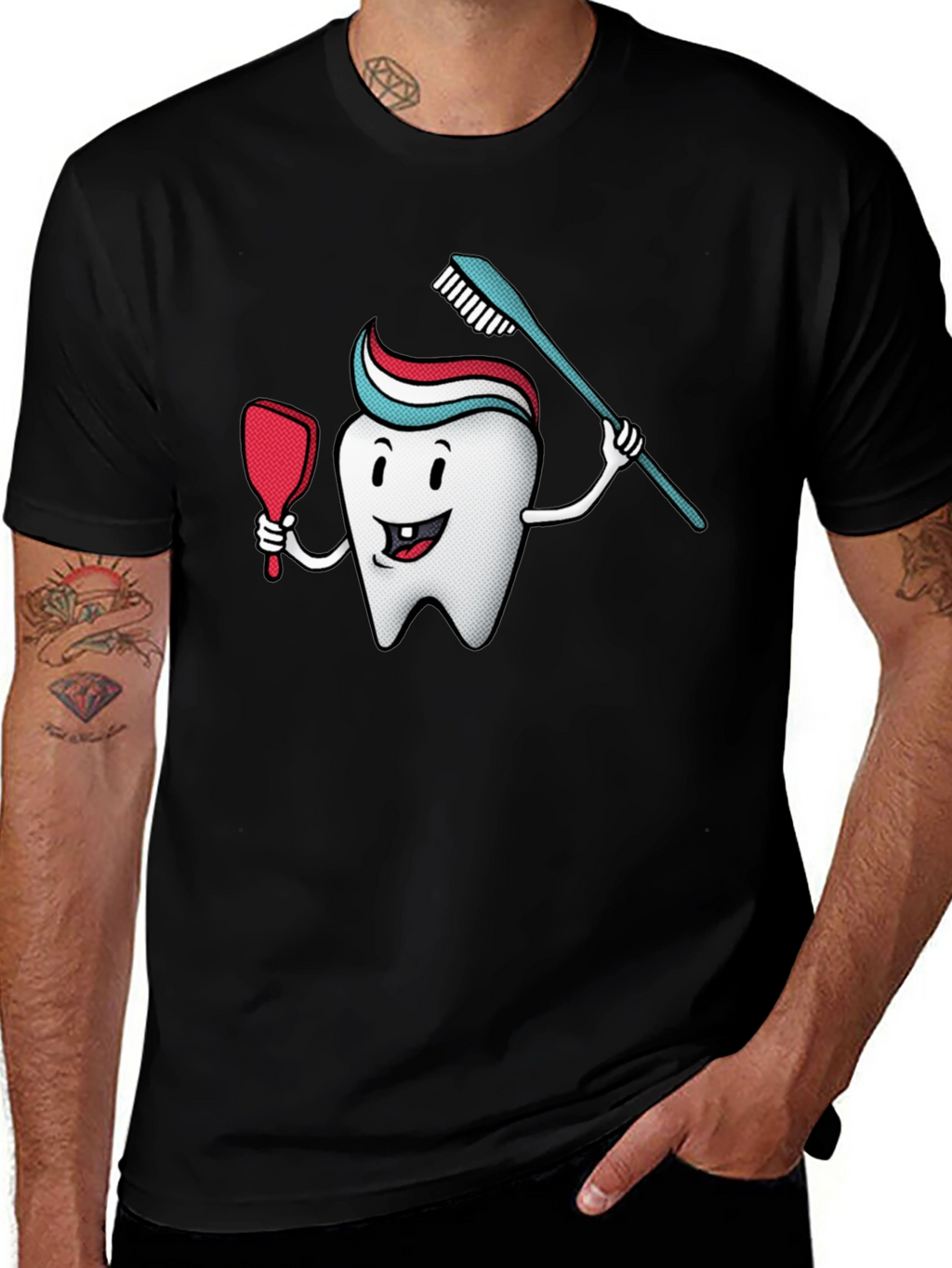 Cartoon Tooth T-Shirt - Dental Hygiene Tee