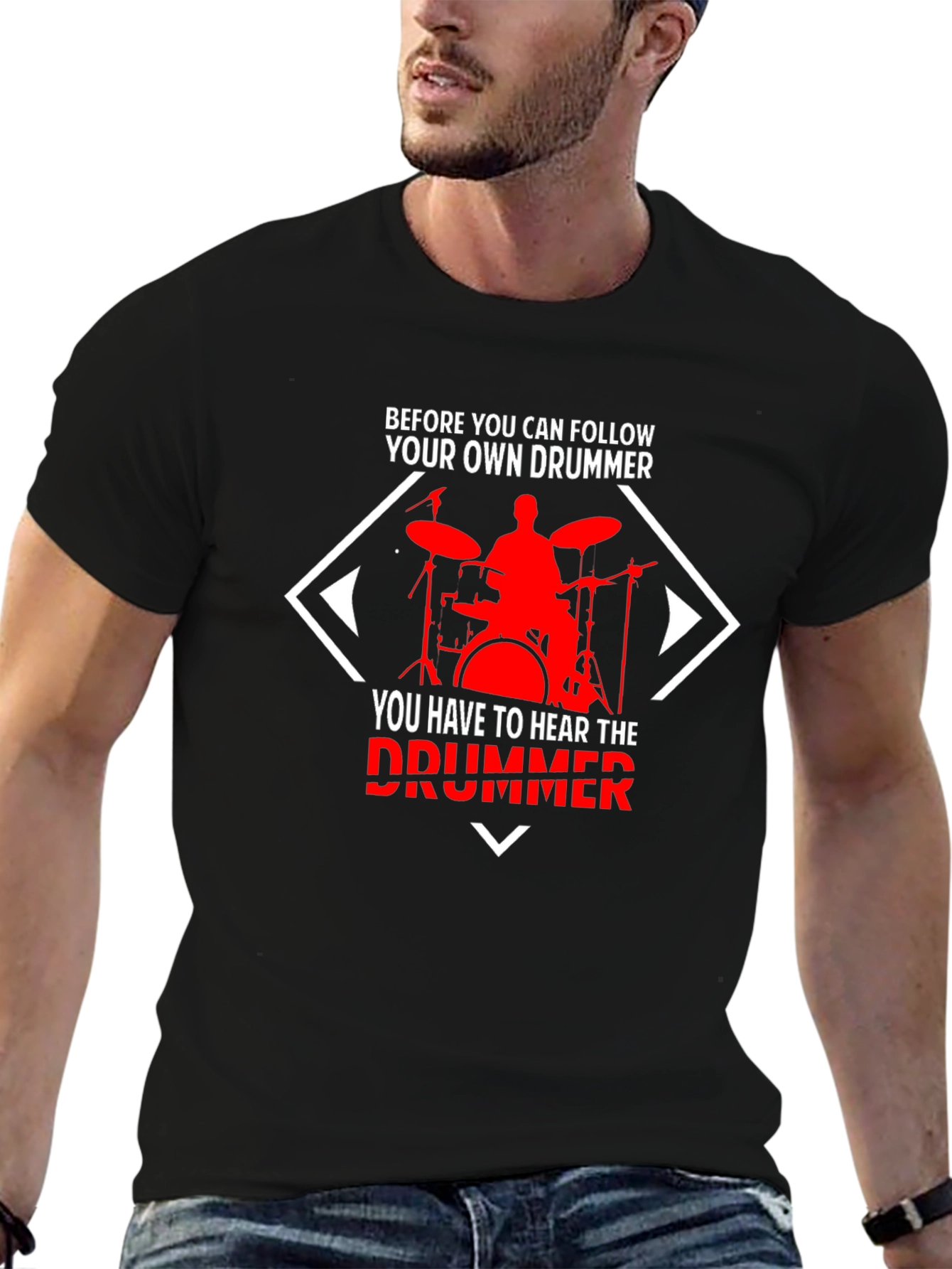 Follow Your Own Drummer T-Shirt - Black Cotton Tee