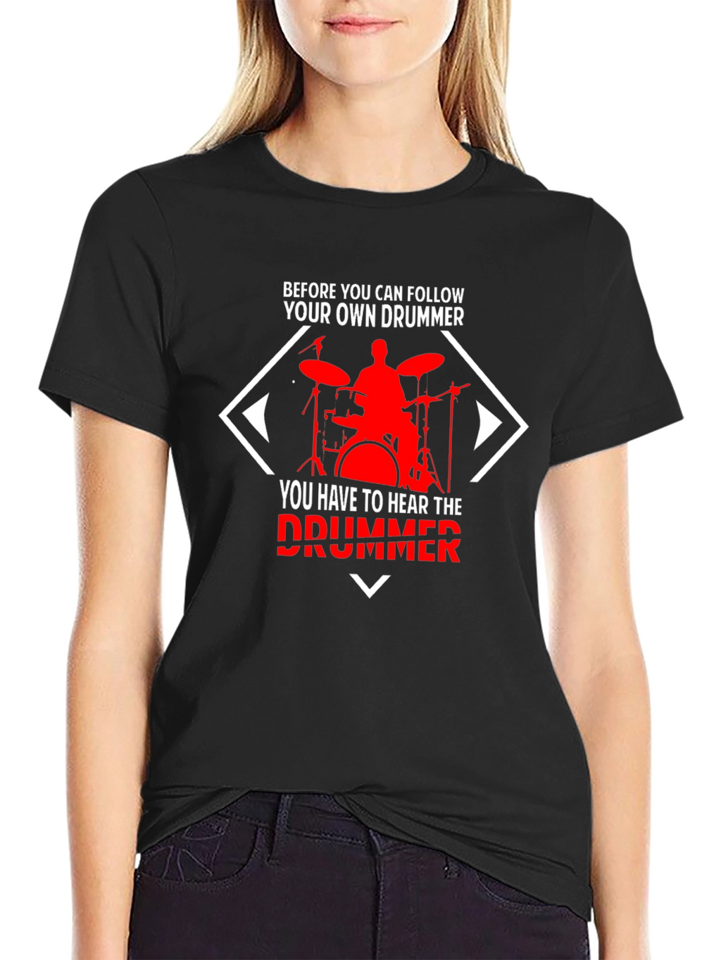 Follow Your Own Drummer T-Shirt - Black Cotton Tee